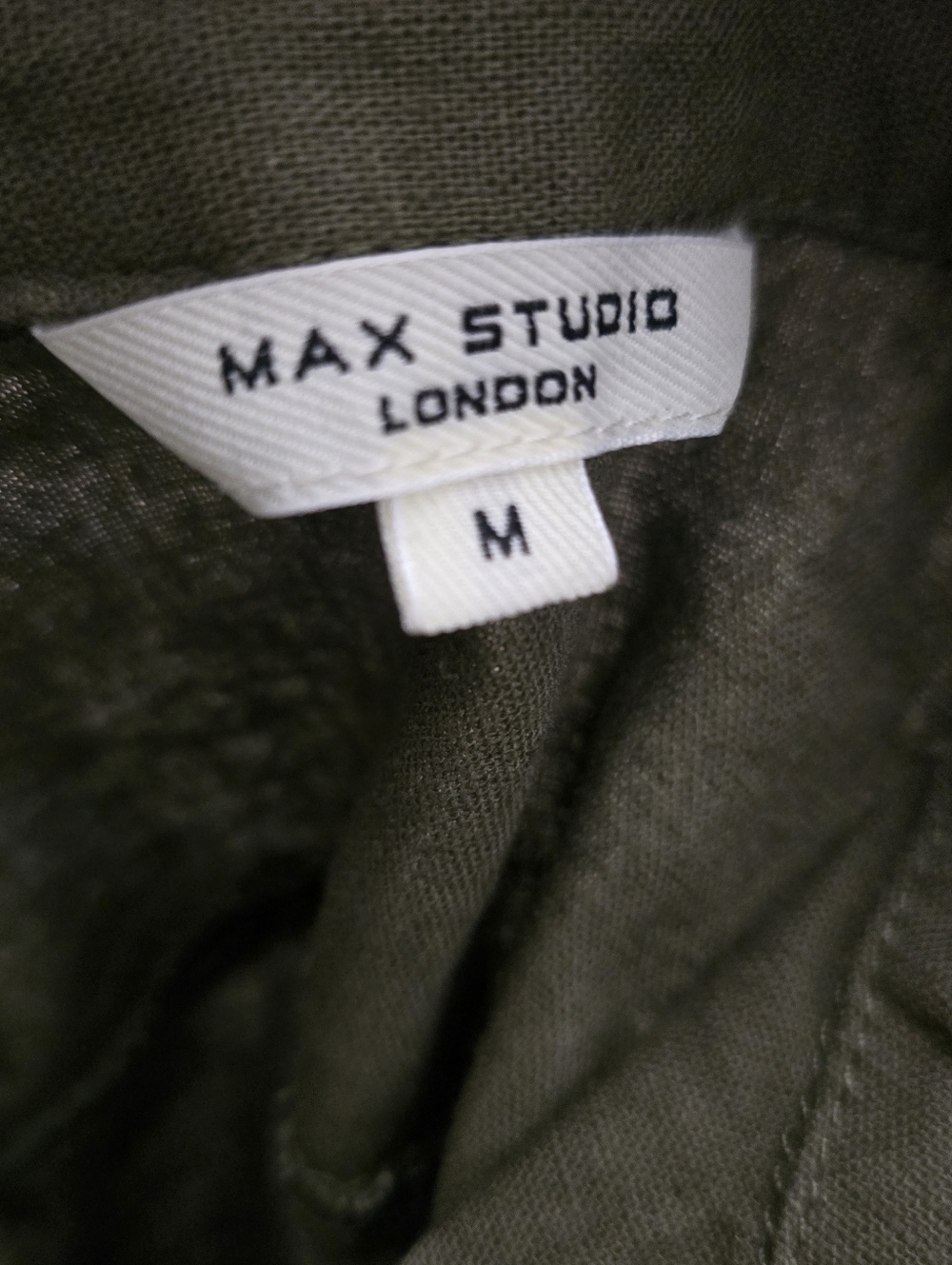 MAX Studio London Olive Green Short Sleeve Collared Shift Dress Size M - Picture 5 of 5